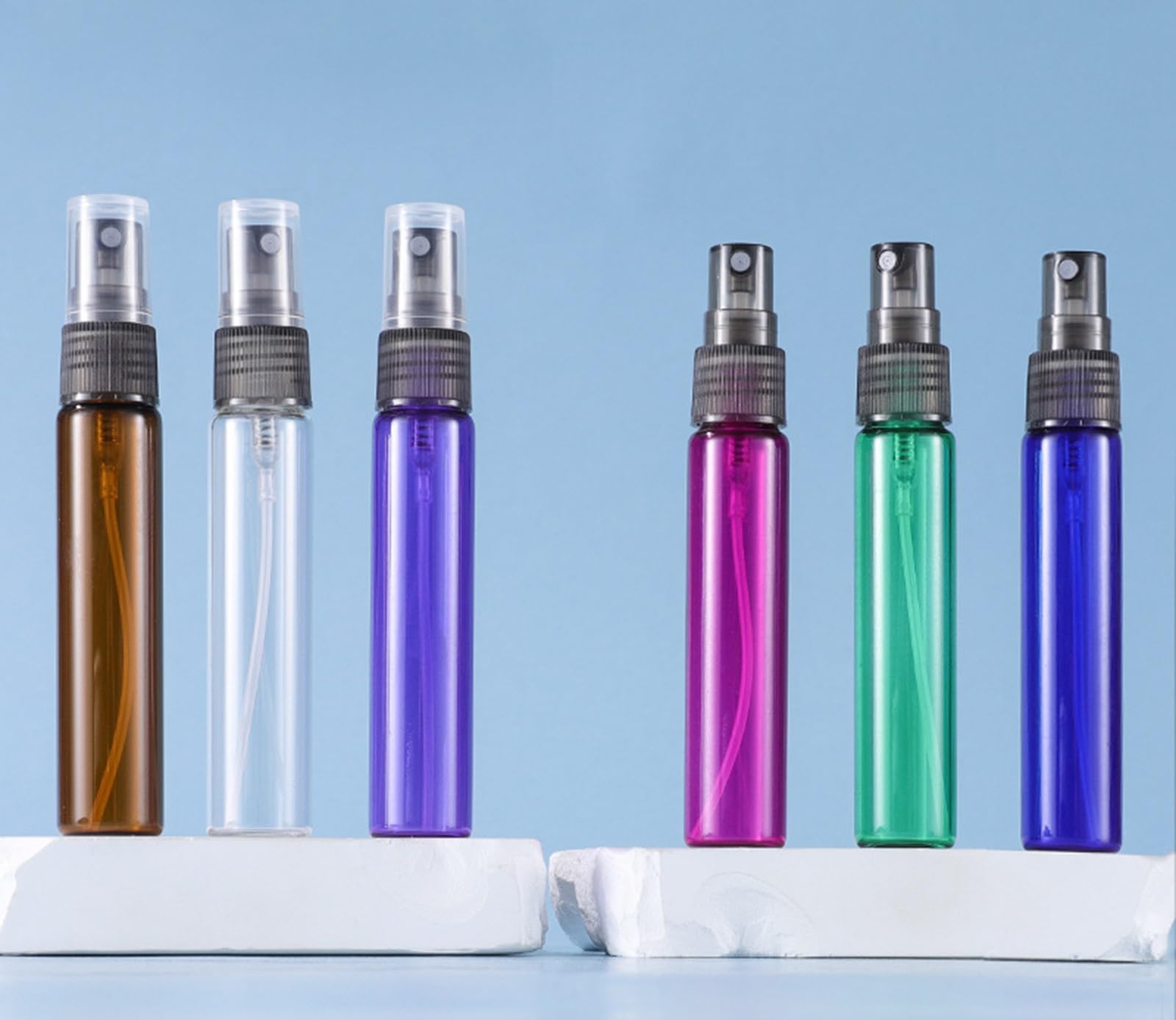 Zbfwmx 20 Pack Set 10Ml Protable Refill Bulk Atomizer Spray Travel Perfume Bottle Hydrating Empty Bottle (Blue)